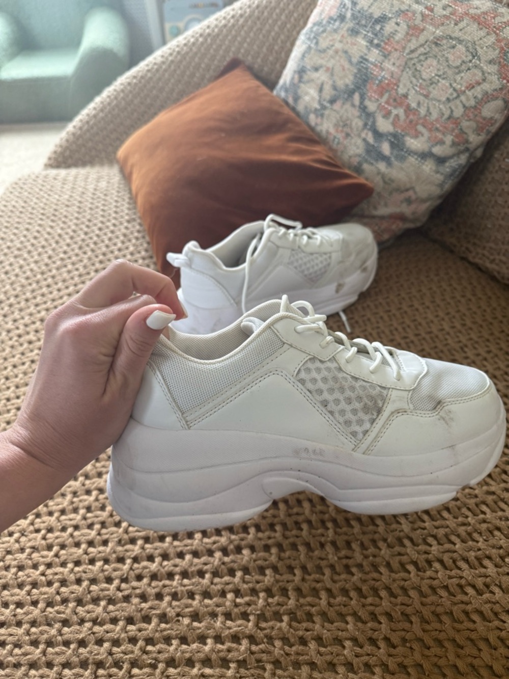 White Platform Sneakers – Sporty Chunky Lace-Up